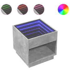 vidaXL betonszürke végtelen hatású LED-es dohányzóasztal 50x50x50 cm (847654) bútor