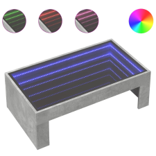 vidaXL betonszürke végtelen hatású LED-es dohányzóasztal 90x50x30 cm (847619) bútor