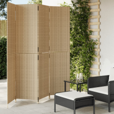 vidaXL bézs 4 paneles polyrattan térelválasztó bútor