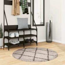 vidaXL bézs és antracit hosszú szálú bozontos modern szőnyeg Ø 100 cm lakástextília