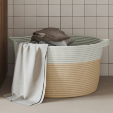 vidaXL bézs és fehér pamut tárolókosár Ø40 x 25 cm bútor