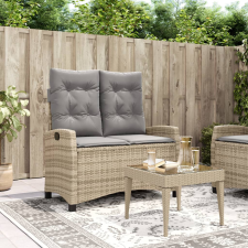 vidaXL bézs polyrattan dönthető kerti pad párnával kerti bútor