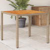 vidaXL Bézs polyrattan és akácfa kerti asztal 90 x 90 x 75 cm