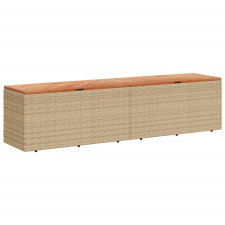 vidaXL bézs polyrattan és akácfa kerti tárolóláda 220 x 50 x 54 cm kerti bútor
