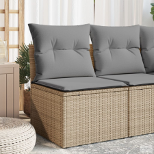 vidaXL Bézs polyrattan karfa nélküli kerti kanapé párnával kerti bútor