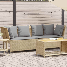 vidaXL bézs polyrattan kerti kanapé párnával kerti bútor