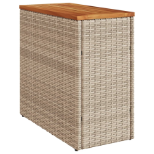 vidaXL bézs polyrattan kerti kisasztal fa asztallappal 58x27,5x55 cm (366072) kerti bútor
