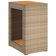 vidaXL bézs polyrattan kerti kisasztal fa asztallappal 60x40x75 cm (366305) kerti bútor