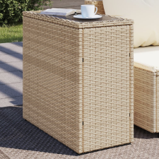 vidaXL bézs polyrattan kerti kisasztal üveg asztallappal 58x27,5x55 cm kerti bútor