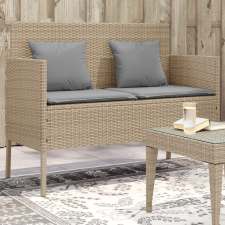 vidaXL bézs polyrattan kerti pad párnákkal kerti bútor