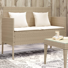 vidaXL bézs polyrattan kerti pad párnákkal kerti bútor