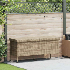vidaXL bézs polyrattan kerti tárolóláda kerekekkel 160x55x75 cm (4103834) kerti tárolás