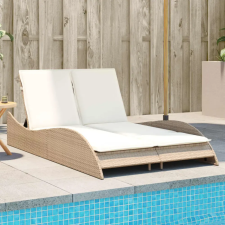 vidaXL bézs polyrattan napozóágy párnákkal 114x205x73 cm kerti bútor