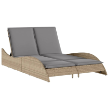 vidaXL bézs polyrattan napozóágy párnákkal 114x205x73 cm (368290) kerti bútor