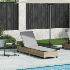 vidaXL bézs polyrattan napozóágy párnákkal 55x200x25,5 cm kerti bútor