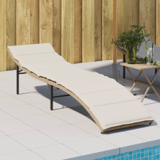 vidaXL bézs polyrattan napozóágy párnával 55x199x50 cm kerti bútor