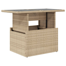 vidaXL bézs polyrattan üveglapos kerti asztal 100 x 55 x 73 cm kerti bútor