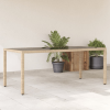 vidaXL Bézs polyrattan üveglapos kerti asztal 190 x 90 x 75 cm