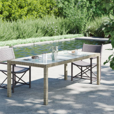 vidaXL bézs szürke polyrattan és edzett üveg kerti asztal 190x90x75 cm kerti bútor