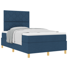 vidaXL Bokszrugós Ágy Matraccal Kék 120x200 cm Szövet (3339692) ágy és ágykellék