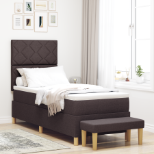 vidaXL Bonell rugós ágy matraccal és paddal Sötétbarna 80x200 cm Szövet ágy és ágykellék