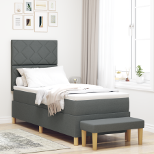 vidaXL Bordás Tavaszi Ágy matraccal és padot Sötét szürke 80x200 cm Szövet ágy és ágykellék