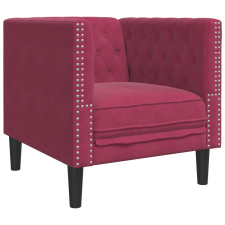 vidaXL bordó bársony Chesterfield kanapéfotel (372677) bútor