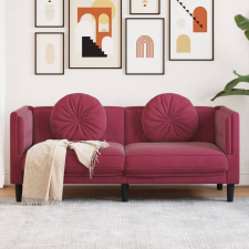 vidaXL bordó bársony kétszemélyes kanapé párnákkal bútor