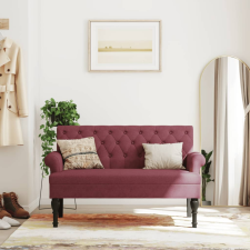vidaXL bordó szövet pad háttámlával 120 x 62 x 75,5 cm bútor