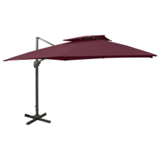 vidaXL bordóvörös dupla tetejű konzolos napernyő 300 x 300 cm kerti bútor