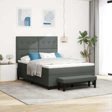 vidaXL Box Spring ágy matrac & pad sötétszürke 140x190 cm szövet ágy és ágykellék