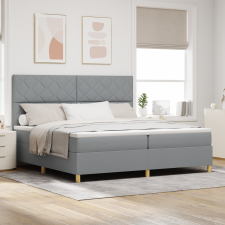 vidaXL Box Spring Ágy Matrac és LED Fény Szürke 200x200 cm Szövet ágy és ágykellék
