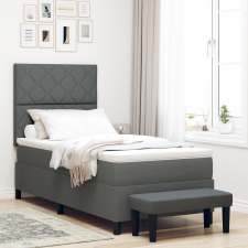vidaXL Box Spring Ágy Matrac és Pad Sötétszürke 100x200 cm Szövet ágy és ágykellék