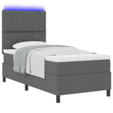 vidaXL Box Spring Ágy Matrac & LED Sötét Szürke 90x200 cm Szövet (3342915) ágy és ágykellék