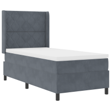vidaXL Box Spring Ágy Matrac & LED Sötétszürke 100x200 cm Bársony (3343911) ágy és ágykellék