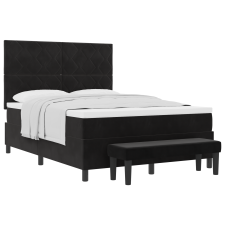 vidaXL Box Spring Ágy Matrac & Pad Fekete 160x200 cm Bársony (3344590) ágy és ágykellék