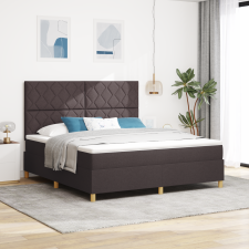 vidaXL Box Spring Ágy matraccal és LED-del Sötétbarna 180x200 cm Szövet ágy és ágykellék