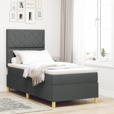 vidaXL Box Spring ágy matraccal és LED lámpával Sötét Szürke 100x200 cm Szövet ágy és ágykellék