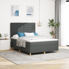 vidaXL Box Spring Ágy matraccal és LED világítással Sötét szürke 160x200 cm Szövet ágy és ágykellék