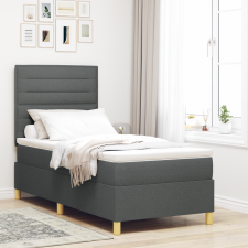 vidaXL Box Spring ágy matraccal és LED világítással Sötétszürke 90x200 cm Szövet ágy és ágykellék
