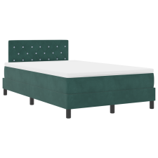 vidaXL Box Spring Ágy Matraccal és LED világítással Sötétzöld 120x190 cm Bársony (3342575) ágy és ágykellék