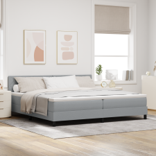 vidaXL Box Spring ágy matraccal és LED világítással, világosszürke, 200x200 cm szövet ágy és ágykellék