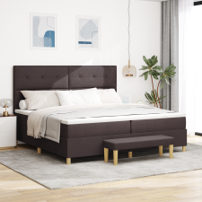 vidaXL Box Spring Ágy Matraccal és Pad Dark Brown 200x200 cm Szövet ágy és ágykellék