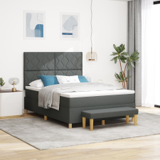 vidaXL Box Spring Ágy Matraccal és Pad Dark Grey 140x200 cm Szövet ágy és ágykellék