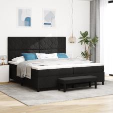 vidaXL Box Spring Ágy Matraccal és Pad fekete 200x200 cm Szövet ágy és ágykellék