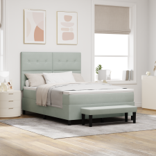 vidaXL Box Spring Ágy Matraccal és Pad Jól Szürke 160x200 cm Bársony ágy és ágykellék