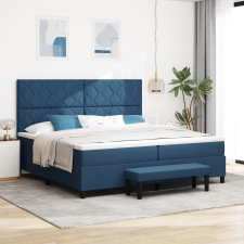 vidaXL Box Spring Ágy Matraccal és Pad Kék 200x200 cm Szövet ágy és ágykellék