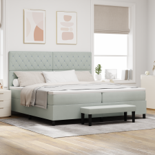 vidaXL Box Spring Ágy Matraccal és Pad Light Grey 200x200 cm Bársonyos ágy és ágykellék