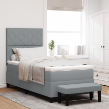 vidaXL Box Spring Ágy matraccal és pad Light Grey 90x190 cm Szövet ágy és ágykellék