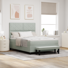 vidaXL Box Spring Ágy Matraccal és Pad(s) Világosszürke 140x200 cm Bársony ágy és ágykellék